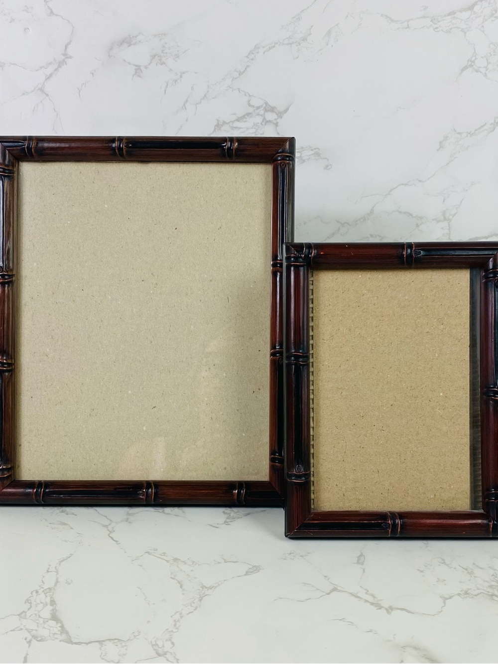 Two's Company Dark Brown Bamboo-Style Picture Frame Set table top